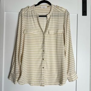 Calvin Klein cream white striped blouse